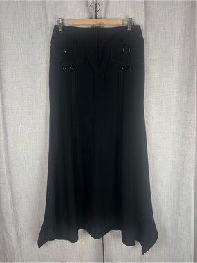 Marithe + Francois Girbaud Skirt Wool Blend Long Sz 46 EU/ Medium US Black EUC
